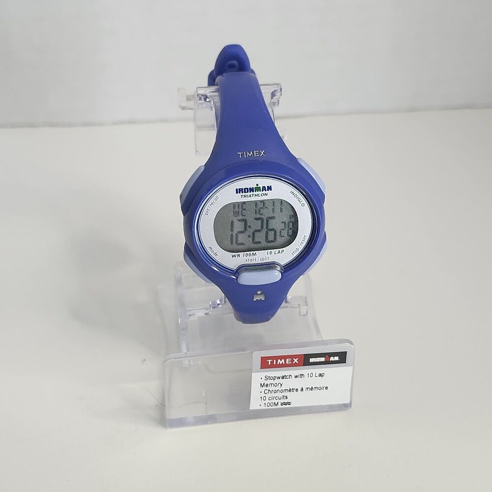 Timex T5K784, Women's 10-Lap Ironman Blue Resin Watch, Indiglo, Alarm, Chrono